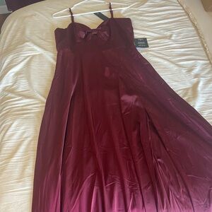 Lulu's Deep Burgundy Maxi Wedding Guest Dress